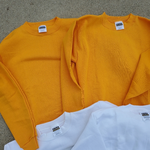 Vintage Youth XL Tultex Blank Crewneck Sweatshirt Made In USA NWT Bundle Yellow - Picture 3 of 9